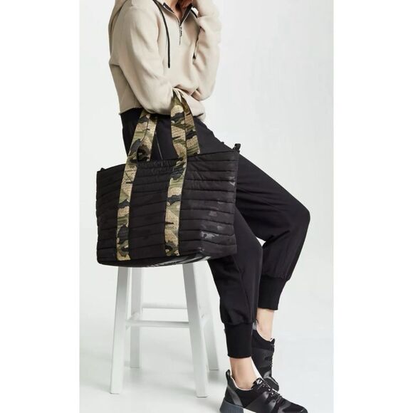 Think Royln Wingman Black Noir Quilted Tote BLACK CAMO w / WEB  - Pristine - Picture 1 of 5